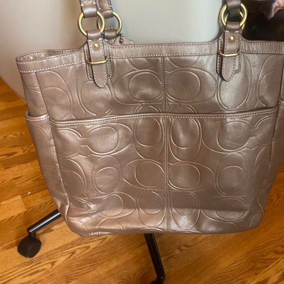 Coach Brown Signature Tote with Glossy Finish - Picture 8 of 10